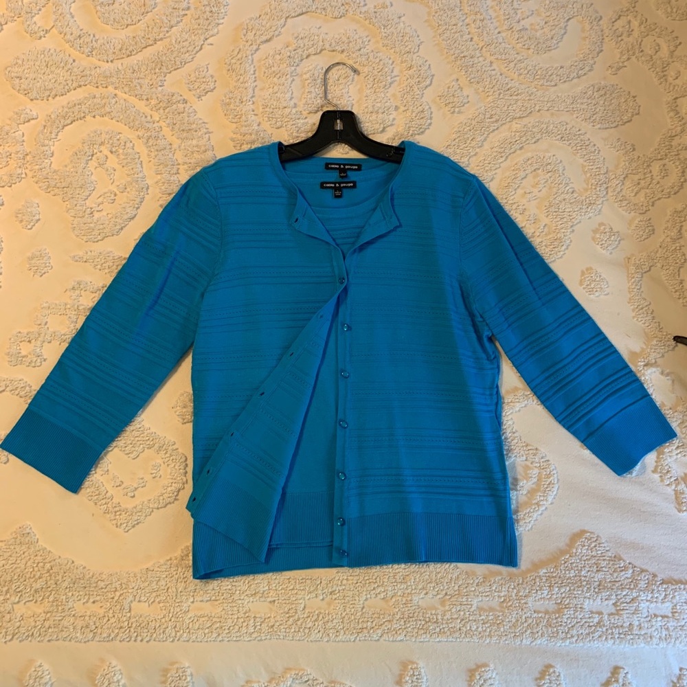 2 piece turquoise sweater set - size large